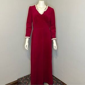 Vintage 1970’s JC Penney Fashions Red Velvet Dress